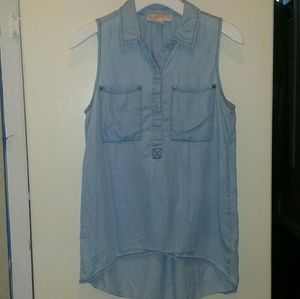 Indigo sleeveless blouse